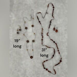 2 Long Necklaces with Matching Earrings